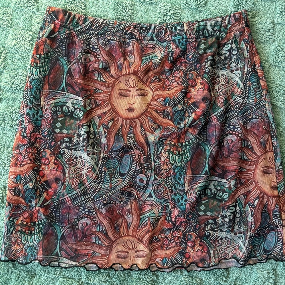 Psychedelic Sun Mesh Mini Skirt - Picture 3 of 5